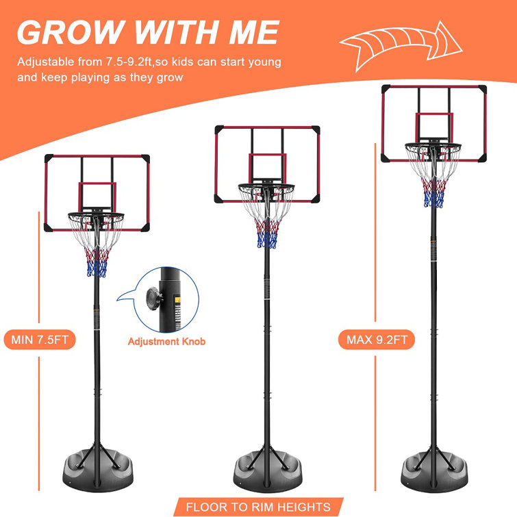 MOLAMOLA Adjustable Height Steel Portable FullSize Basketball Hoop